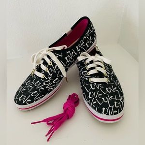 Kate Spade Keds Love sneakers Black/White/Pink/Gold Size 6.5